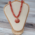 Cherry Quartz & Calico Scallop Shell Beaded Necklace