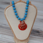 Turquoise & Orange Pectin Shell Necklace