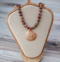 Leopard Skin Jasper & Scallop Shell Beaded Necklace