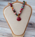 Jade, Glass & Fuchsia Scallop Shell Beaded Necklace
