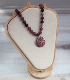 Calico Scallop & Lepidolite Beaded Necklace