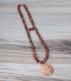 Leopard Skin Jasper & Scallop Shell Beaded Necklace