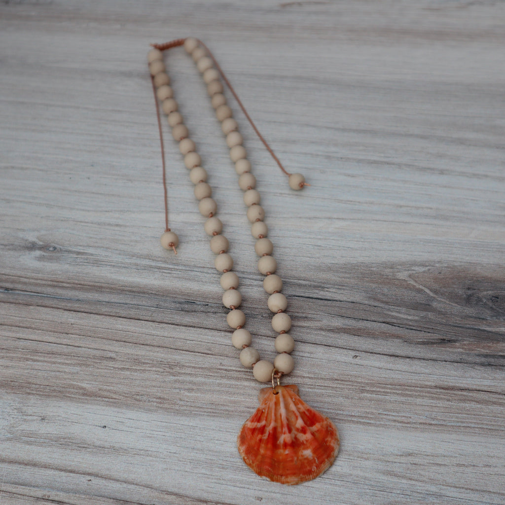 Bone Bead & Pectin Shell Necklace