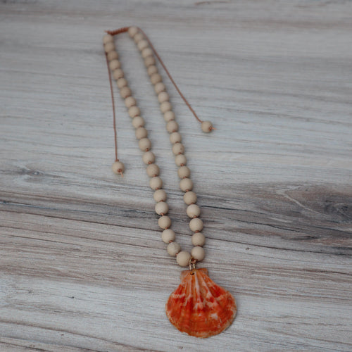 Bone Bead & Pectin Shell Necklace
