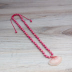 Pink Queen Conch & Rose Petal Tellin Beaded Necklace