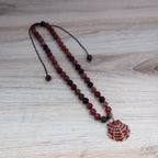 Calico Scallop & Lepidolite Beaded Necklace