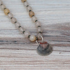 Agate & Grey Scallop Shell Necklace