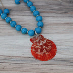 Turquoise & Orange Pectin Shell Necklace