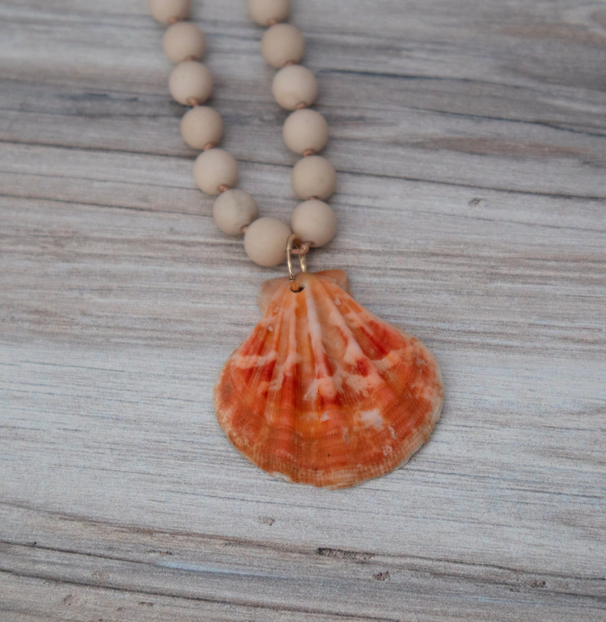 Bone Bead & Pectin Shell Necklace