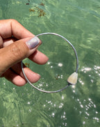 Cream Cone Shell Bangle Bracelet 7.5"